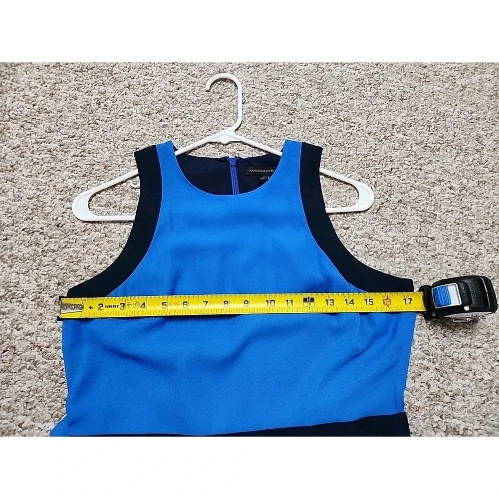 New Banana Republic Color block chevron‎ Pleated midi dress 4 Royal Blue